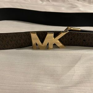 Michael Kors Womens Mk Logo Reversible Belt Brown/Black (L)
